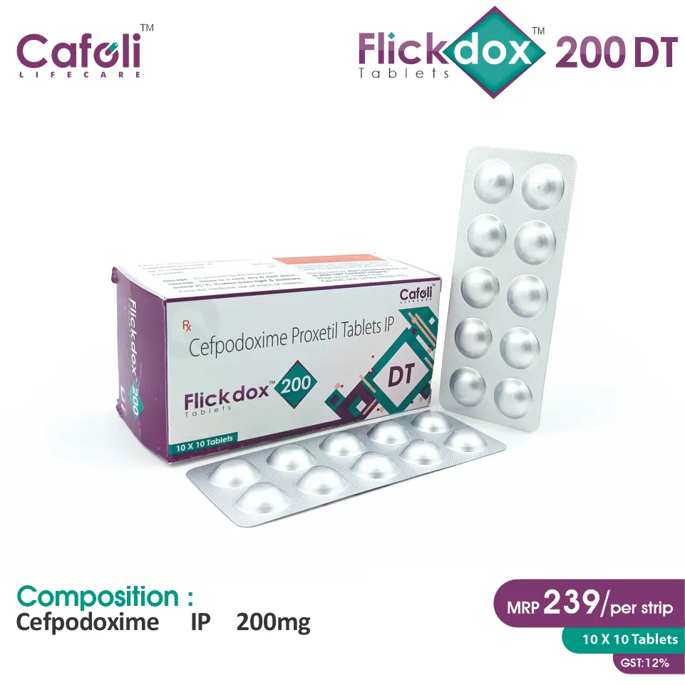 Cefpodoxime Proxetil 200mg Tablet at Best Price in PCD Pharma Franchise for Antibiotic and Bacterial Infections.